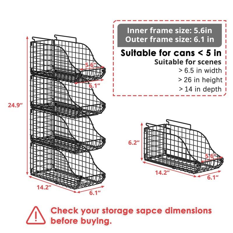 8-Pack Can Organizer for Pantry, Stackable Cabinet Food Shelves for