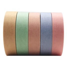 EnYan Solid Color Washi Tapes Set, 5 Rolls Basic Collection Decoration 10mm Wide Japanese Masking Decorative Tapes for Bullet Journal Planners DIY Crafts Arts Scrapbooking Adhesive