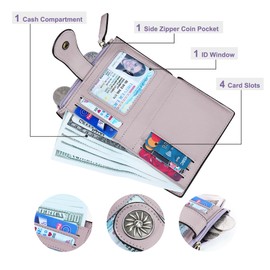 Tipmile Small Wallet for Women Bifold RFID Blocking Card Holder Leather Wallets with Zipper Coin Pocket
