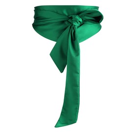 KFLY Women’s Satin Sash Belts Waist Tie Ribbon Bow Accessory Smooth Dress Belt for Ladies Bridesmaids Bridal Wedding Prom Evening Occasion (green, One Size)