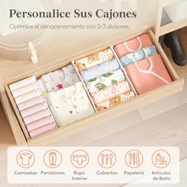 Lifewit 4 Paquete Separadores de Cajones, Organizador de Cajones Expandibles, Accesorios de Almacenaje de Ropero, Divisores de Cajones Ajustables...  