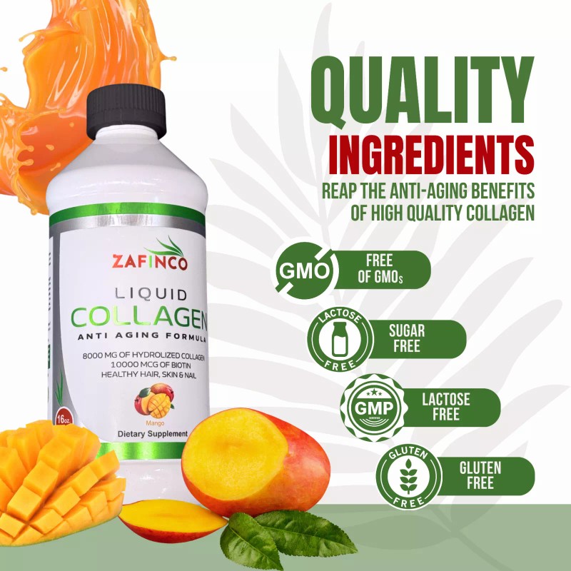  Extra Strength 10000 Biotin+8000 Liquid Collagen-Mango Flavor 16 fl