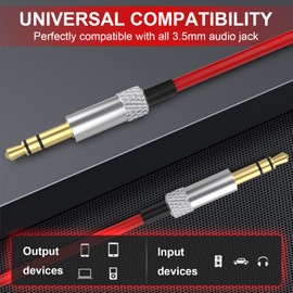 Saipomor Replacement HESH Headset Audio Cable Compatible with Skullcandy HESH3 HESH2 Grind Venue Cassette Aviator, Crusher EVO, Crusher ANC Headphones (6ft)