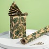 RUSPEPA Kraft Wrapping Paper Roll - Green Leaf Pattern -