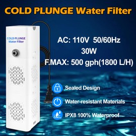 GFYYBKJ Cold Plunge Filter, 500 GPH Cold Pod Ice Bath Tub Filter, Ice Bath & Cold Plunge Accessories, Reusable Ice Bath Tub Filter, Ice Bath Water Cleaner