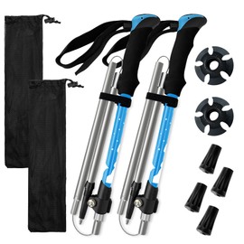 Collapsible Trekking Poles for Hiking - Lightweight Foldable Hiking Poles, 2 Pack Adjustable Aluminum Walking Sticks with for Men, Women, Kids, Seniors, Walking Poles for Backpacking, Camping, Travel