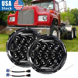 Unbranded 2x Fit for Mack R Series 7'' Inch Round LED Headlights Sealed Hi/Lo Beam