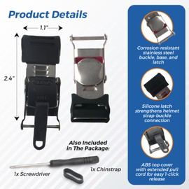 Motorcycle Helmet Quick Release Buckle Kit with Stainless Steel Impact Resistant Motorcycle Helmet Clip Accessories, Helmet Clip Replacement Lock Parts Helmet Strap Quick Release for Chin (Black)