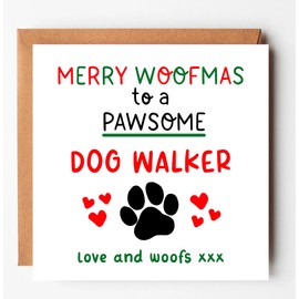 Christmas Card for Dog walker, xmas card from the dog, funny dog xmas card for dog walker