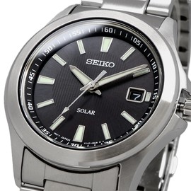 Seiko SBPN067 Solar Quartz Men's Wristwatch, Silver, Black, Bracelet Type