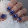 Blue Pop Magnet Handmade Nail Tips - Long Ballerina /