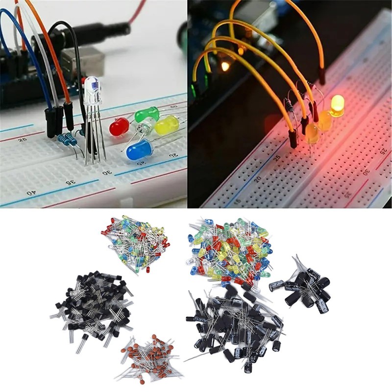 Spacnana 1500PCS Electronic Parts, Resistors, Capacitors, LED Diodes, Electronic Kit