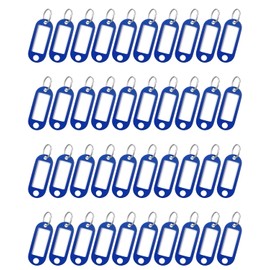 Uniclife 40 Pieces Key Tags 2 Inch Soft Plastic Key Chain Tags with Blank Paper Labels Clear Windows Protective Films and Split Rings Flexible Item Identifiers, Blue
