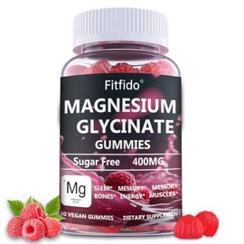 Gomitas de glicinato de magnesio de 400 mg, suplemento de magnesio masticable sin azúcar con glicinato de magnesio, malato de magnesio y proteína...  