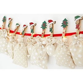 HEITMANN DECO Wooden Clips Advent Calendar Buttons