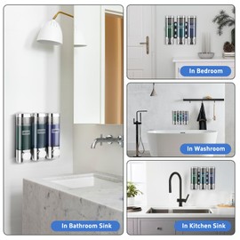 Szmst Wall Mounted Soap Dispenser,Bathroom Shower Gel Shampoo and Conditioner Dispenser Kitchen Container Hand Wash Liquid Soap Dispenser for Home Hotel and Restaurant 300ML*3(Chrome 3 Chamber)