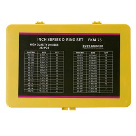 BUSY-CORNER 382 Pieces FKM O Ring Kit, Fluorocarbon 75A, 30 Inch Sizes, Chemical Resistant and Oil Resistance O-Rings for Various Chemicals, Hydraulic, Cylinders, Plumbing (Yellow Box, Brown Orings)