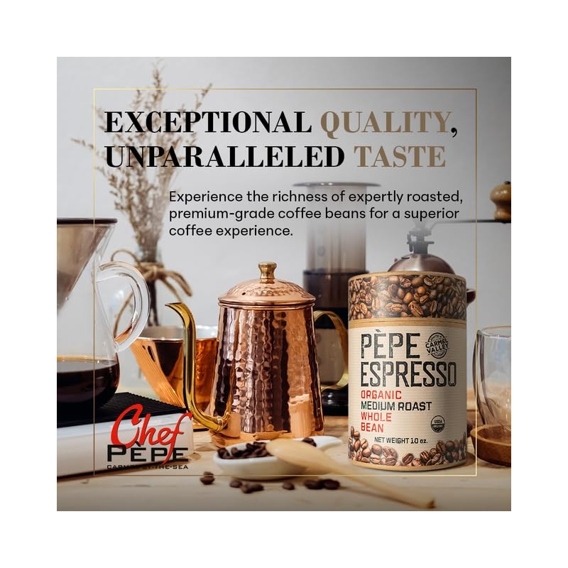 Pepe Coffee Organic Medium Roast Whole Bean Espresso 10 oz