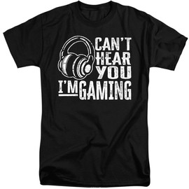 Popfunk Can't Hear You Gaming Unisex Adult Tall T Shirt (X-Large) Black