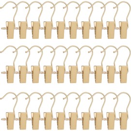 BEWISHOME 50 PCS Boot Hangers for Closet, Laundry Hooks with Clips, Boot Hanging Hold Clip, Clothes Pins, Space Saving Portable Travel Hangers Clip, Jeans, Tall Boots, Towel, Gold FYC50G