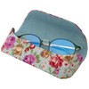 Pearl 092917 Glasses Case Semi-Hard Magnetic HA-138 Rose Pattern Blue