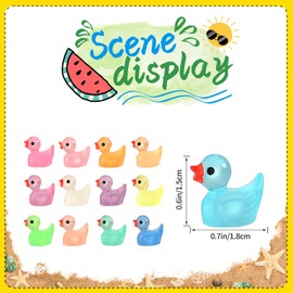 Rachan130 Pcs Luminous Mini Resin Ducks Glow in The Dark Tiny Duck Figurines for Miniature Landscape Garden Aquarium Potted Home Prank Game Dollhouse Decor Office Decompression
