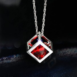 Bling Diamond Cube Car Rear View Mirror Charms, Crystal Rhinestone Cube Hanging Ornament for Automotive, Home Decor (Red)