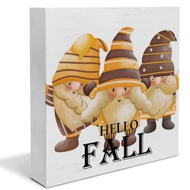 Fall Decor - Fall Gnomes Decorations Rustic Autumn Wooden Sign Home Shelf Desk Decor 5 X 5 Inches