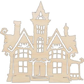 House Haunted - Laser Cut Out Unfinished Wood Craft Shape FAL142 18" / 1/4" thick