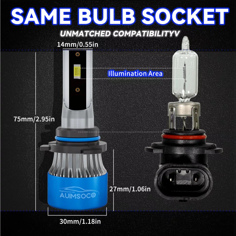 AUIMSOCO 4x 9005+9006 LED Combo Lights Bulbs High Low Beam