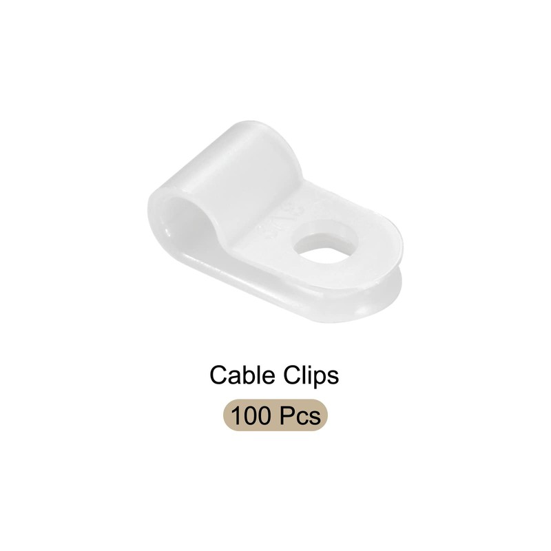Rebower 100pcs R Type Cable Clips Wire Management Clamp for