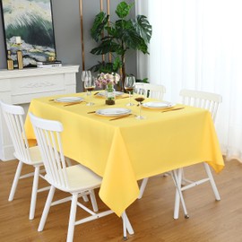 FOLINS&HOME Yellow Rectangle Tablecloth 60 x 102 Wrinkle Free Waterproof Polyester Table Cloths, Spillproof Heavy Duty and Washable Table Cover for Party, Indoor and Outdoor-Oblong/Rectangular