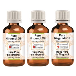 Greenwood Essential Pure Nirgundi Oil (Vitex negundo linn) Natural Therapeutic Quality (Pack of Three) 100 ml x 3 (10 oz)