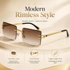 AOOLIA Rectangle Gradient Rimless Sunglasses Women Men Transparent Tinted Metal