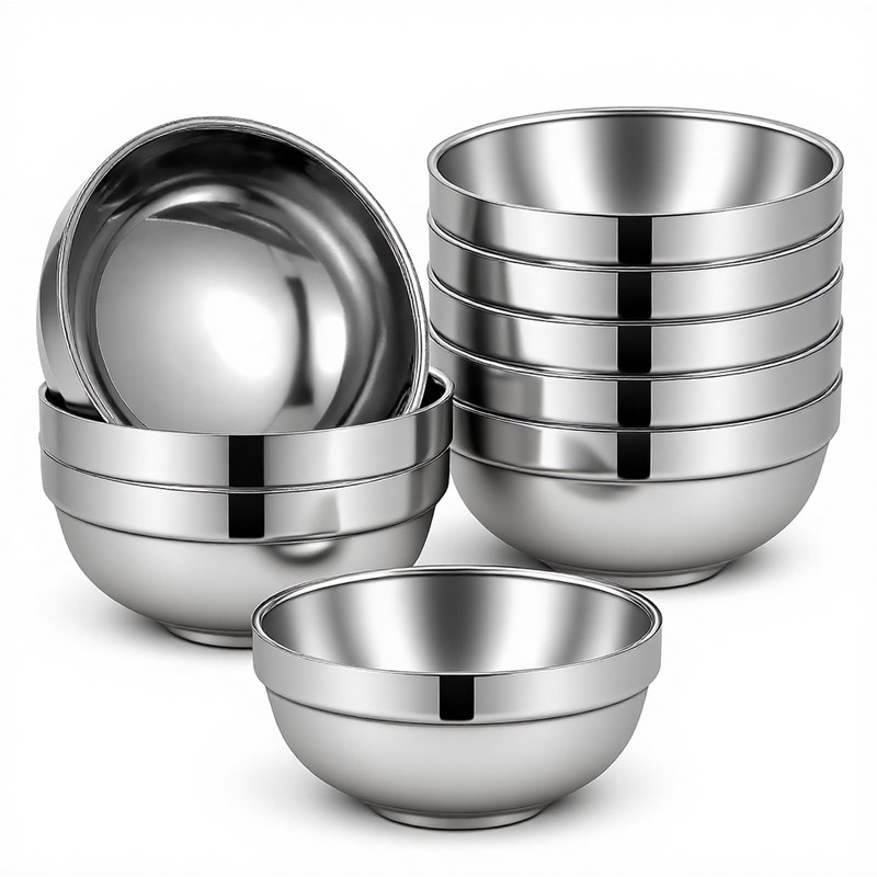 Hpmjz 10 Pack 24 oz Stainless Steel Bowls Soup Bowl,