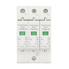 PV Surge Protection AC 420V 20-40KA 3P DIN Rail Lightning Protection Voltage Protection Arrester Protection T2 Surge Arrester for Photovoltaic Solar and Power Supply