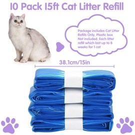 Xrten Litter Refills Bag,Blue Garbage Bags,10 Pack 15 Ft Replacement,Suitable For Standard Litter Box Tray