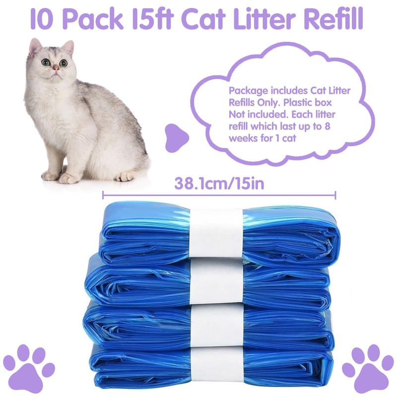 Xrten Litter Refills Bag,Blue Garbage Bags,10 Pack 15 Ft Replacement,Suitable