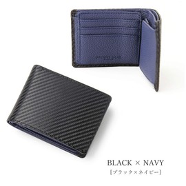 GROOVE GEAR ggs-1006 Men's Bifold Wallet, Carbon Leather, Holds Many Cards, black/navy