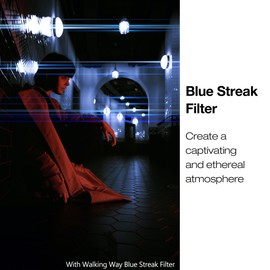 Walking Way 72MM Variable Blue Streak Filter - Rotatable Anamorphic Flare-Like Effect Camera Lens Filter - Horizontal Light Flare Effect Filter for Film and Video Maker