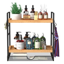 LEMIKKLE Bathroom Counter Organizer With hook, Wood Bathroom Organizers and Storage,Skincare Organizers for Vanity,Storage Organizers for Bathroom, Kitchen, Dresser