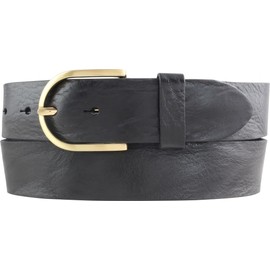 BELTINGER Women's belt made of full cowhide leather, used look, 4 cm, jeans belt for women with golden belt buckle, 40 mm, leather belt, vintage look, 4 cm, Black, Gold, 110 cm (Gesamtlänge 125 cm)