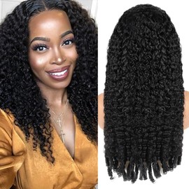 Mihugass Jet Black Burmese Curly Wigs Human Hair 13x6 Lace Front Wigs 250 Density Brazilian Full Lace Human Hair Wigs Preplucked With Baby Hair 250 Density(16 inch)