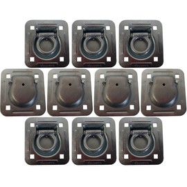 10 pk Flush Mount Recessed Ring Trailer Cargo Tie Down Control D-Rings 6000 lbs. Color May Vary