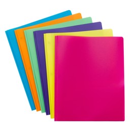 Smead Poly Two-Pocket Folder with Tang Style Fasteners, Letter Size, Assorted Bright Colors, 6 per Pack (87747)