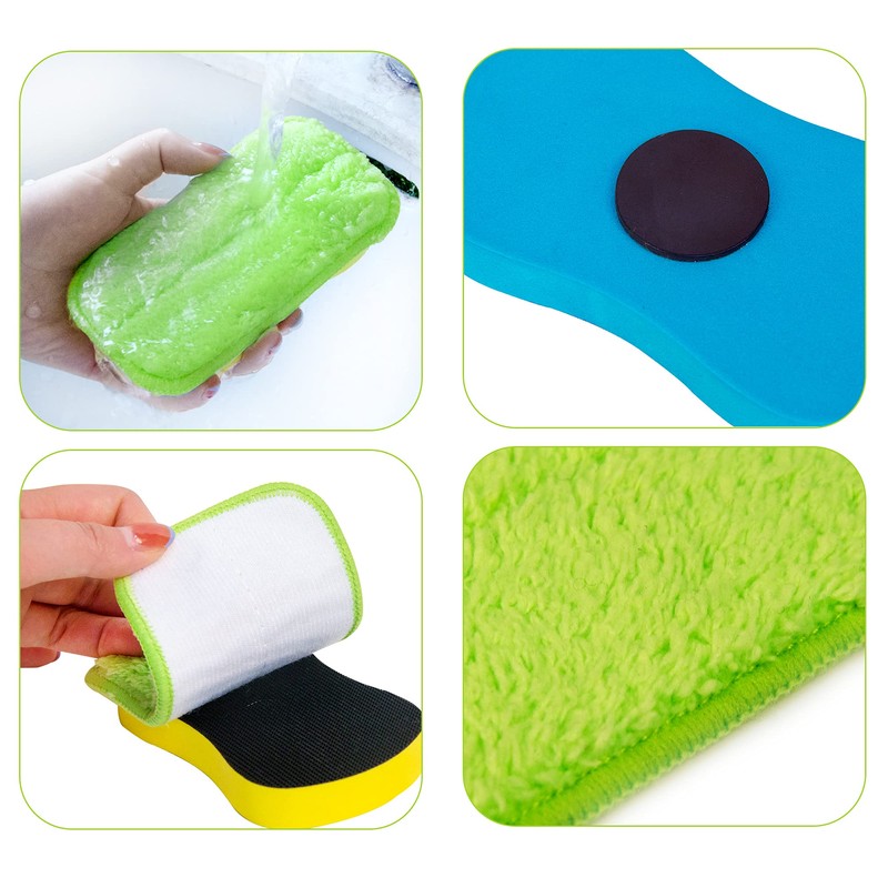 2 Packs Chalkboard Eraser - Washable Reusable Microfiber Eraser Cleaning