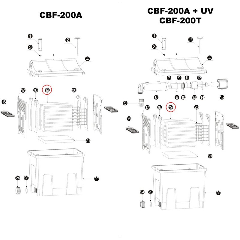 Replacement Part for SunSun Bio Pond Filter CBF-200T CBF-200U CBF-200