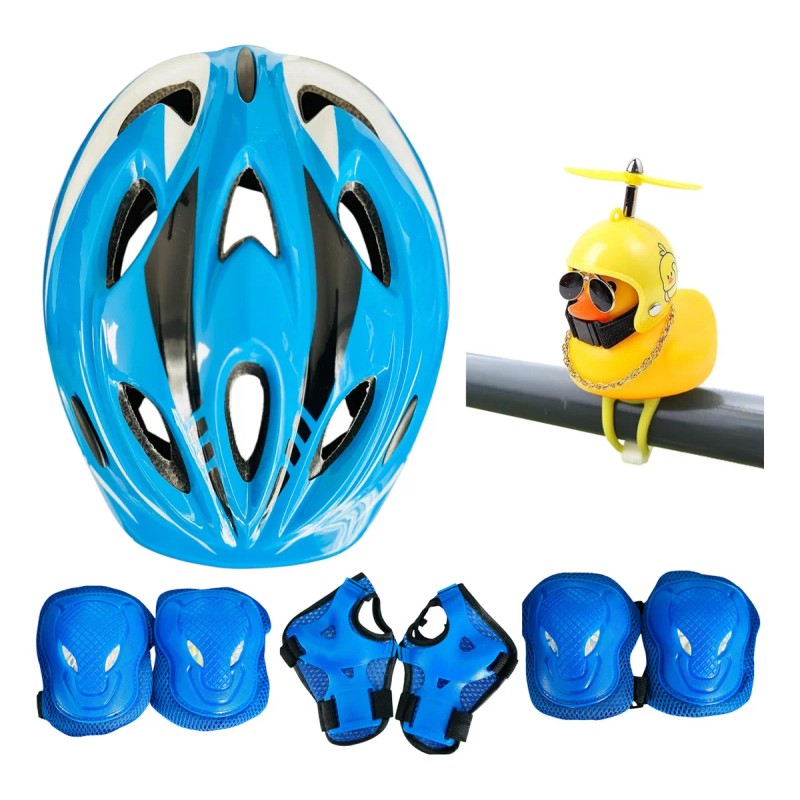 Kit Casco Proteccción Infantil + Patito De Goma Con Luz