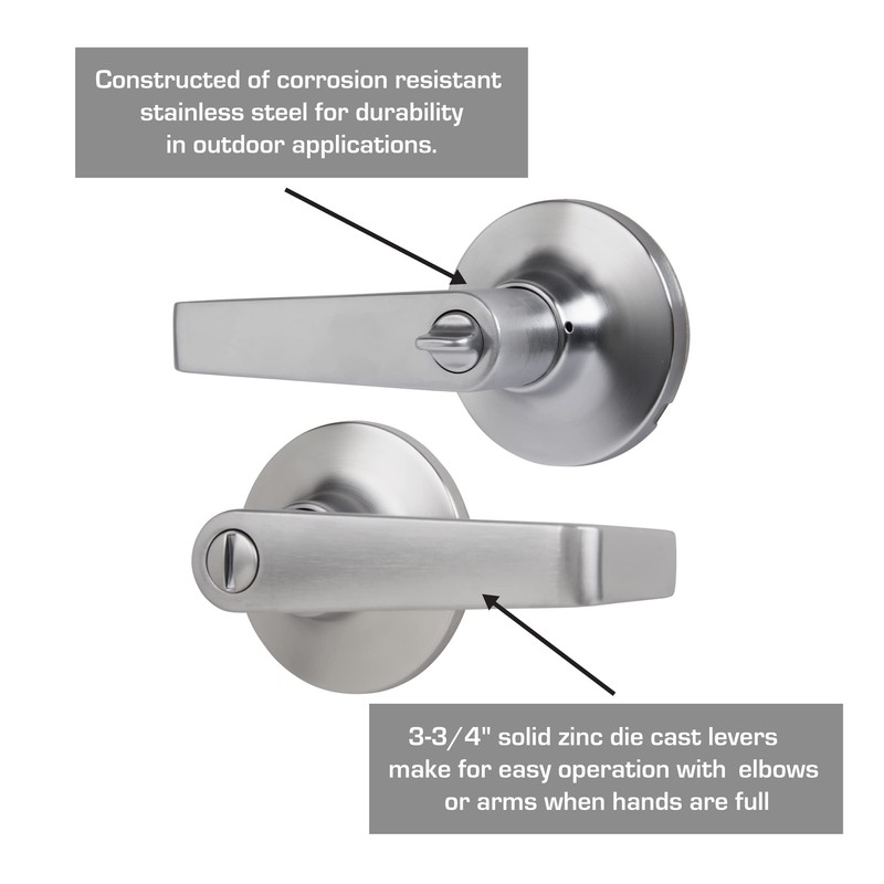 BRINKS Commercial - Light Duty Privacy Door Lever, Satin Chrome
