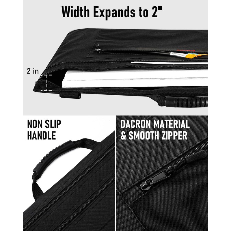 Nicpro Light Weight Art Portfolio Bag, 23x31 Black Art Canvas